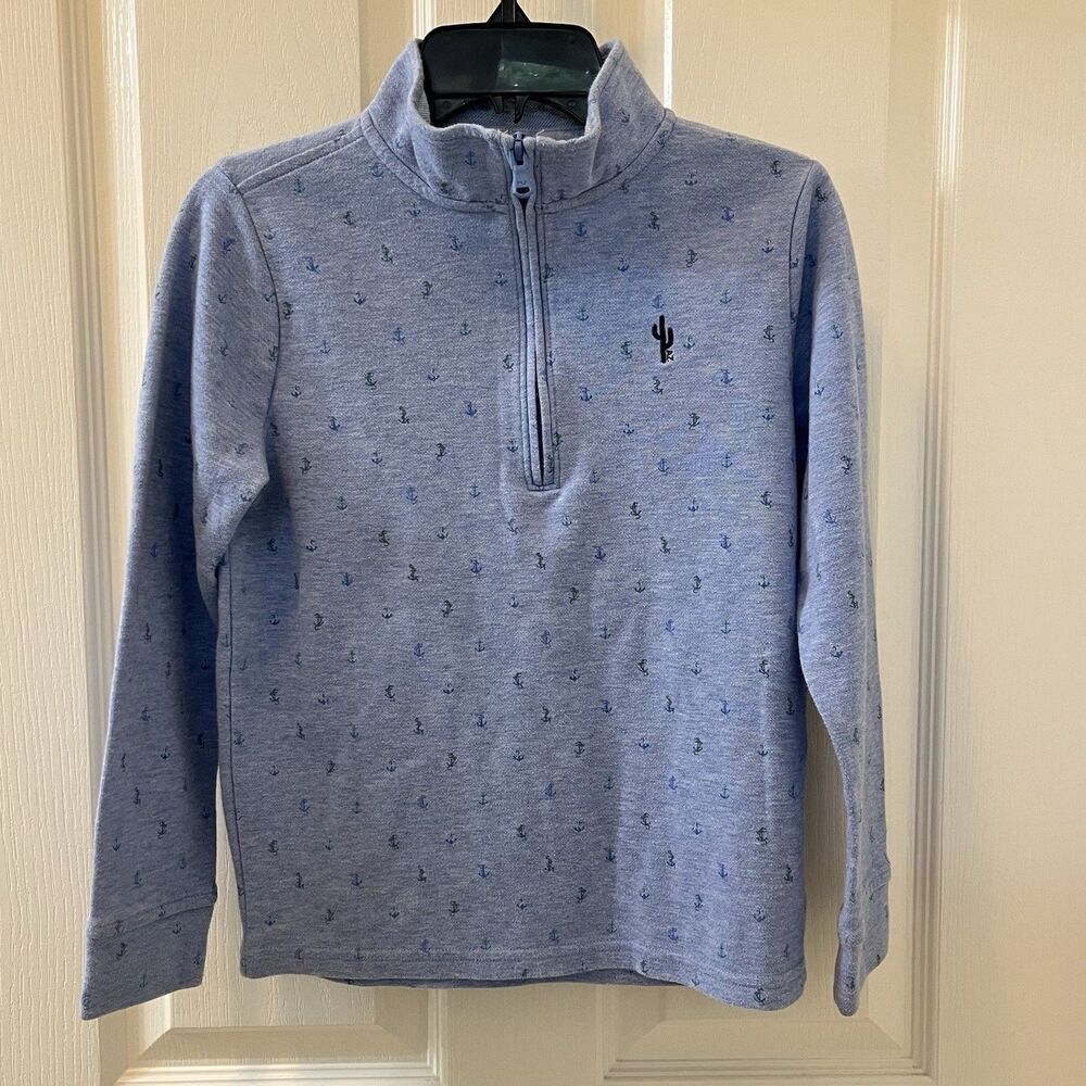 Vineyard Vines Blue Anchor Print Quarter Zip Pullover Arizona Boys SZ Small 8-10